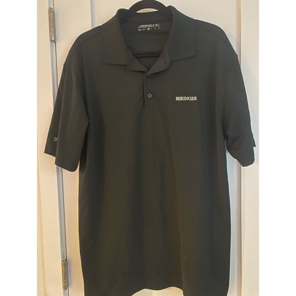 Nike Golf Polo Men’s XL Black Dri Fit Embroidered Logo Official PGA Wine